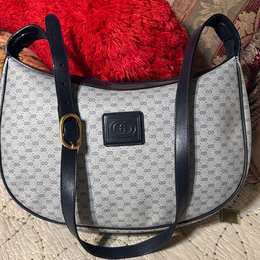 Elegant Black and Gray Designer Shoulder  Gucci Bag